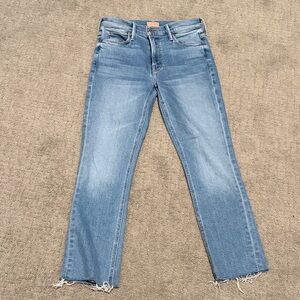 MOTHER Medium Wash Straight-Leg Jeans in Light Blue
